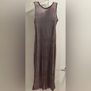 Vintage Ankle-Length Mauve Mesh Dress